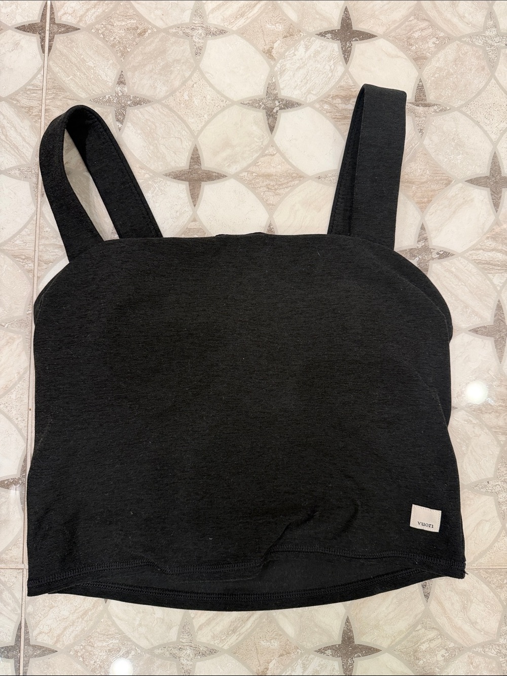 Black Square-Neck Crop workout/Tank with Wide Straps